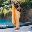 A04 Fouta Eponge Unie Jaune Moutarde - FEP07
