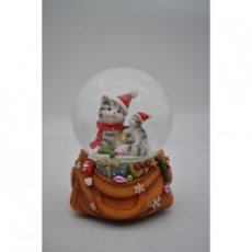 Kerstdecoratie sneeuwbol kat -65093 Décoration de Noël boule à neige chat -65093